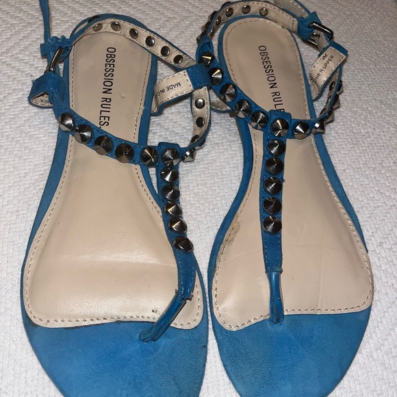 Obsession Rules, Royal Blue Sandals with Studs, Size 6 - Picture 5 of 9